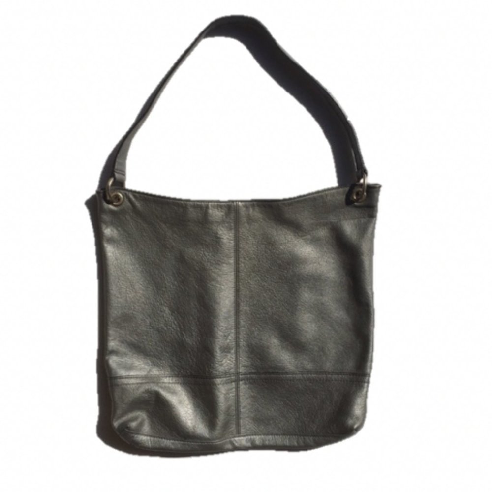 Banana Republic Leather Shoulder Bag in Pewter